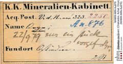 Etiketten zu Quarz (Chalcedon, Achat, Onyx) (NHMW-MIN-Au876)